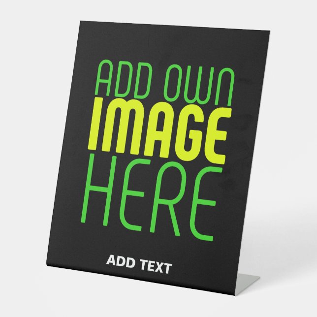 MODERN EDITABLE SIMPLE BLACK IMAGE TEXT TEMPLATE PEDESTAL SIGN (Front)
