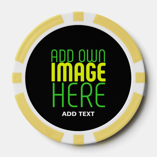 MODERN EDITABLE SIMPLE BLACK IMAGE TEXT TEMPLATE POKER CHIPS (Front)