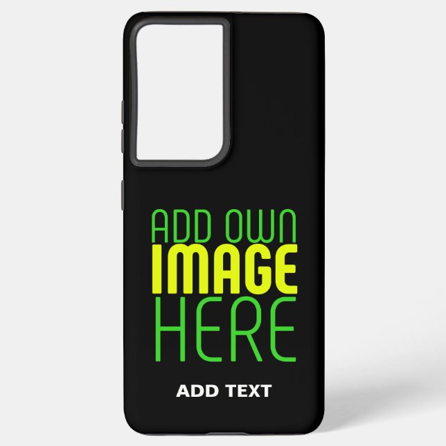 MODERN EDITABLE SIMPLE BLACK IMAGE TEXT TEMPLATE SAMSUNG GALAXY S21+ CASE (Back)
