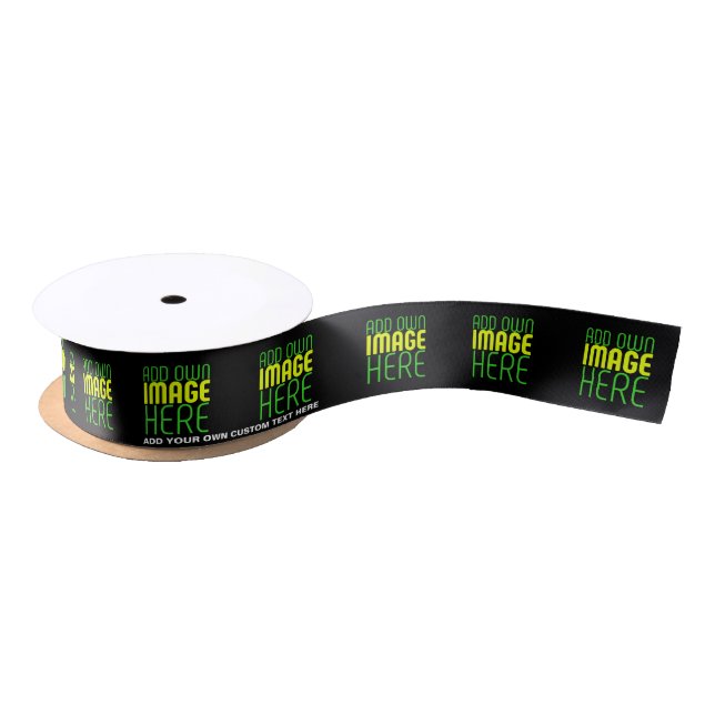 MODERN EDITABLE SIMPLE BLACK IMAGE TEXT TEMPLATE SATIN RIBBON (Spool)