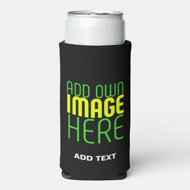 MODERN EDITABLE SIMPLE BLACK IMAGE TEXT TEMPLATE SELTZER CAN COOLER (Seltzer Front)
