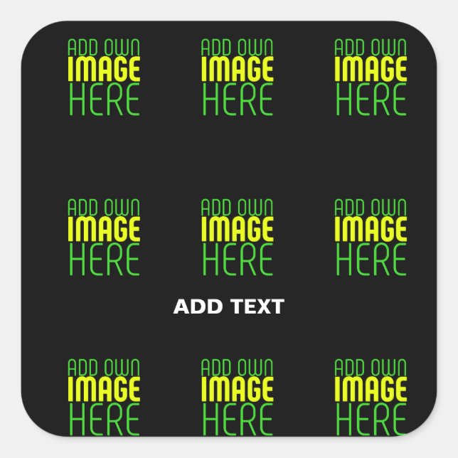 MODERN EDITABLE SIMPLE BLACK IMAGE TEXT TEMPLATE SQUARE STICKER (Front)