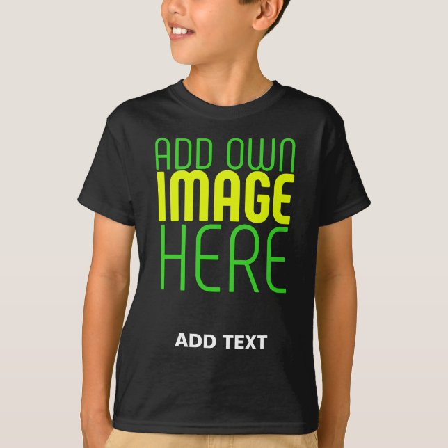 MODERN EDITABLE SIMPLE BLACK IMAGE TEXT TEMPLATE T-Shirt (Front)