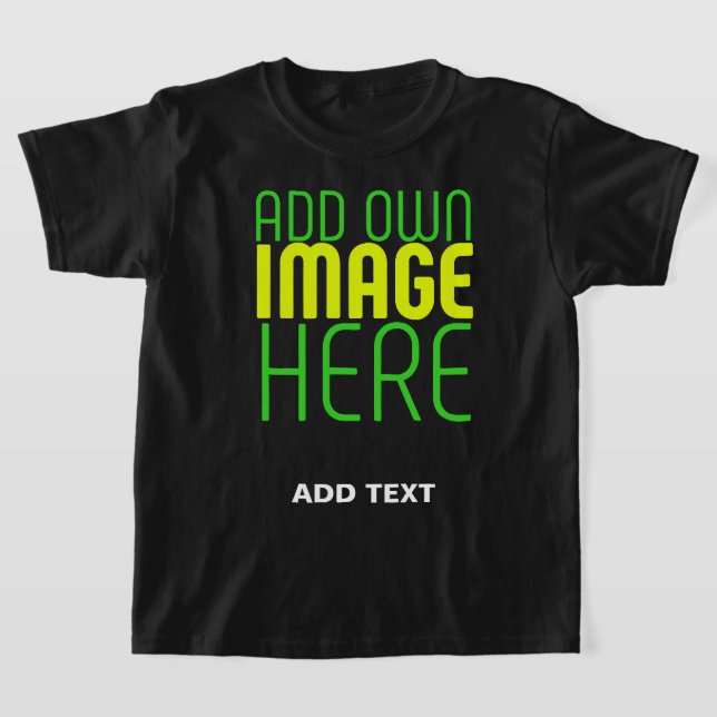 MODERN EDITABLE SIMPLE BLACK IMAGE TEXT TEMPLATE T-Shirt (Laydown)