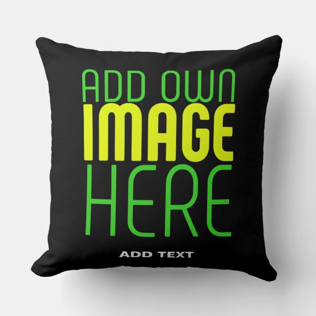 MODERN EDITABLE SIMPLE BLACK IMAGE TEXT TEMPLATE THROW PILLOW (Front)