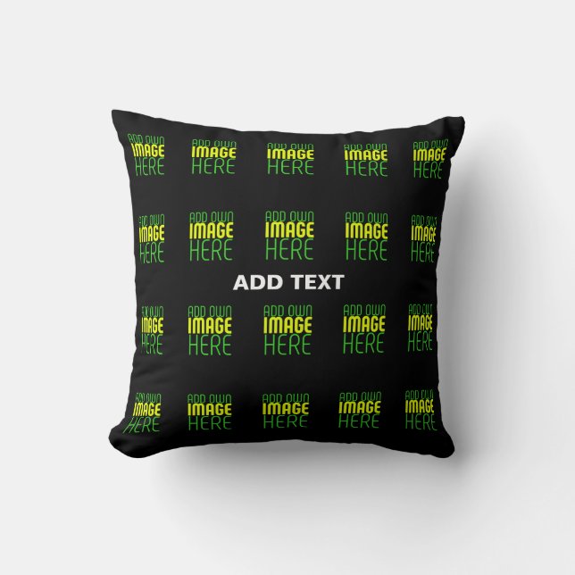 MODERN EDITABLE SIMPLE BLACK IMAGE TEXT TEMPLATE THROW PILLOW (Front)