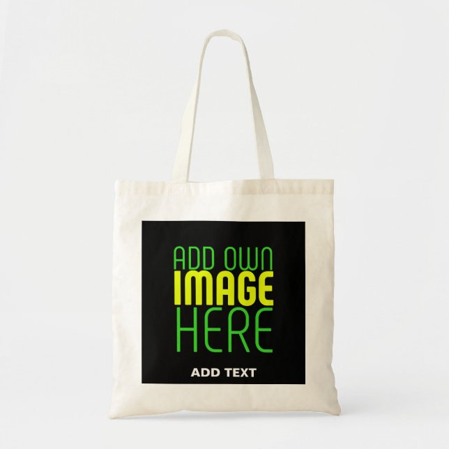 MODERN EDITABLE SIMPLE BLACK IMAGE TEXT TEMPLATE TOTE BAG (Front)