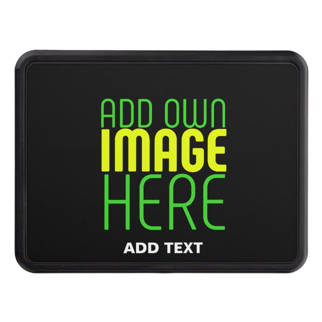 MODERN EDITABLE SIMPLE BLACK IMAGE TEXT TEMPLATE TRAILER HITCH COVER (Front)