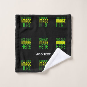 MODERN EDITABLE SIMPLE BLACK IMAGE TEXT TEMPLATE WASH CLOTH
