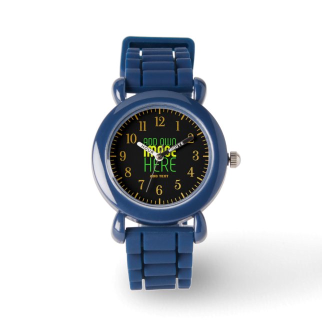 MODERN EDITABLE SIMPLE BLACK IMAGE TEXT TEMPLATE WATCH (Front)