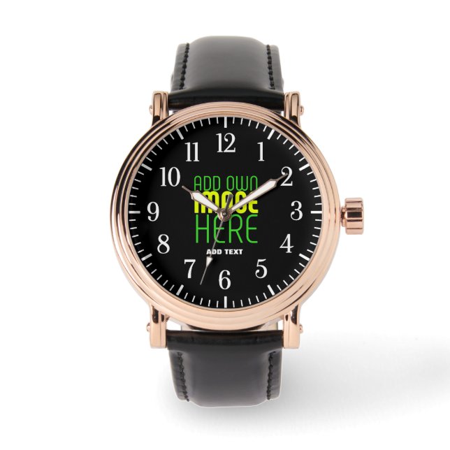 MODERN EDITABLE SIMPLE BLACK IMAGE TEXT TEMPLATE WATCH (Front)