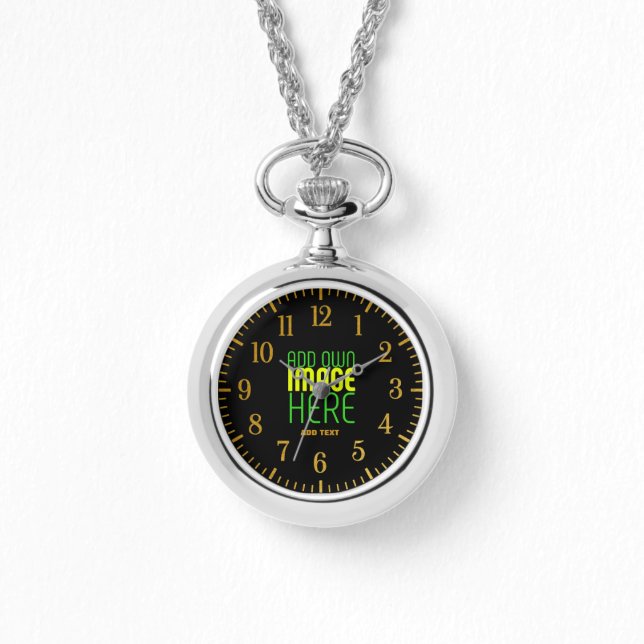 MODERN EDITABLE SIMPLE BLACK IMAGE TEXT TEMPLATE WATCH (Front)