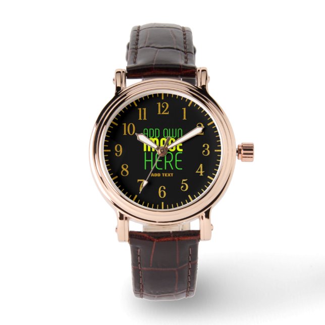 MODERN EDITABLE SIMPLE BLACK IMAGE TEXT TEMPLATE WATCH (Front)