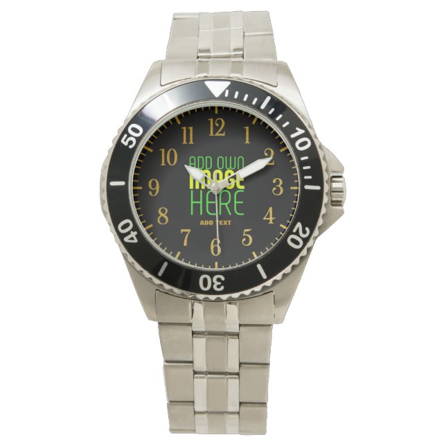 MODERN EDITABLE SIMPLE BLACK IMAGE TEXT TEMPLATE WATCH (Front)