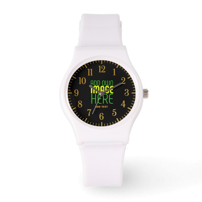 MODERN EDITABLE SIMPLE BLACK IMAGE TEXT TEMPLATE WATCH (Front)