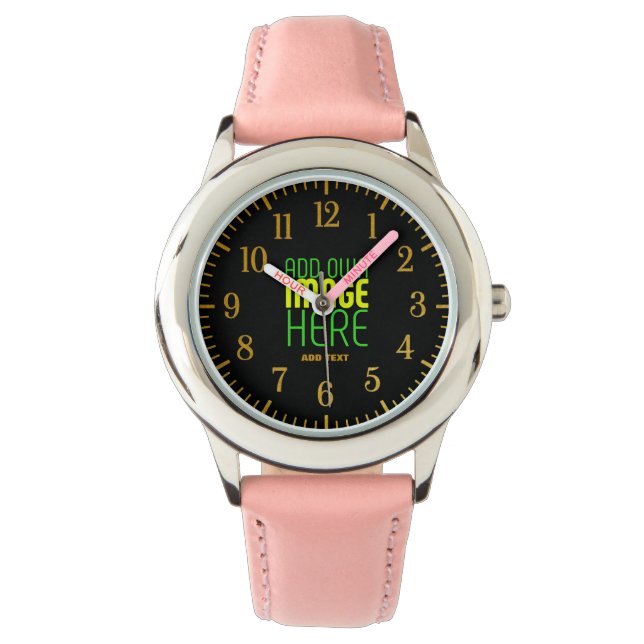 MODERN EDITABLE SIMPLE BLACK IMAGE TEXT TEMPLATE WATCH (Front)