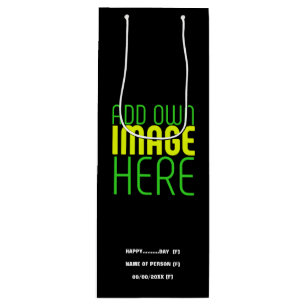 MODERN EDITABLE SIMPLE BLACK IMAGE TEXT TEMPLATE WINE GIFT BAG