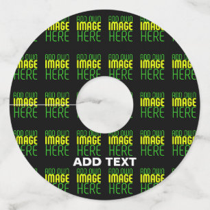 MODERN EDITABLE SIMPLE BLACK IMAGE TEXT TEMPLATE WINE GLASS TAG