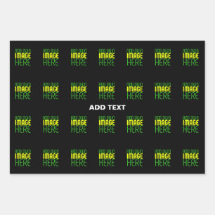 MODERN EDITABLE SIMPLE BLACK IMAGE TEXT TEMPLATE WRAPPING PAPER SHEET