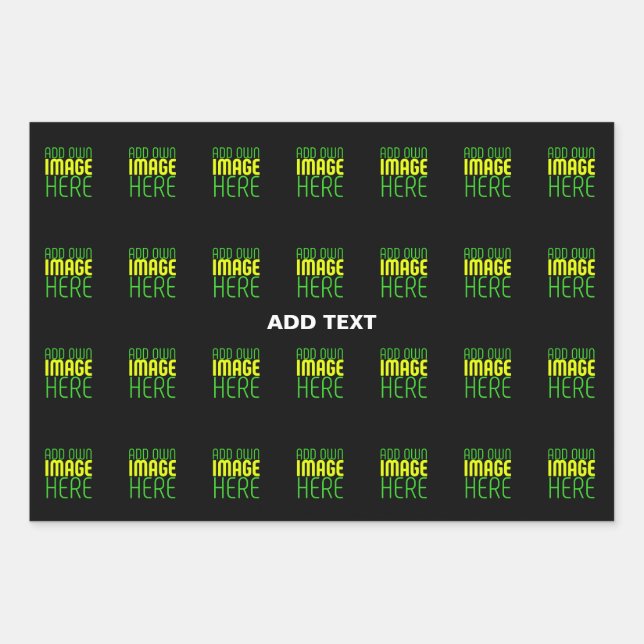 MODERN EDITABLE SIMPLE BLACK IMAGE TEXT TEMPLATE WRAPPING PAPER SHEET (Front)