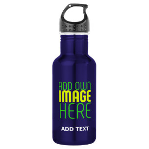 MODERN EDITABLE SIMPLE BLUE IMAGE TEXT TEMPLATE 532 ML WATER BOTTLE