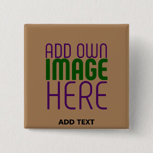 MODERN EDITABLE SIMPLE BROWN IMAGE TEXT TEMPLATE 2 INCH SQUARE BUTTON