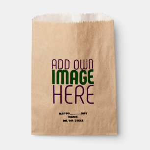 MODERN EDITABLE SIMPLE BROWN IMAGE TEXT TEMPLATE FAVOUR BAG