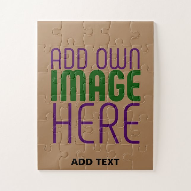 MODERN EDITABLE SIMPLE BROWN IMAGE TEXT TEMPLATE JIGSAW PUZZLE (Vertical)