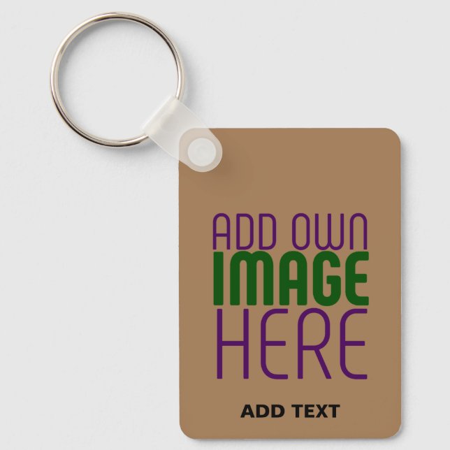 MODERN EDITABLE SIMPLE BROWN IMAGE TEXT TEMPLATE KEYCHAIN (Front)