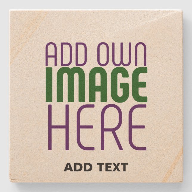 MODERN EDITABLE SIMPLE BROWN IMAGE TEXT TEMPLATE STONE COASTER (Front)