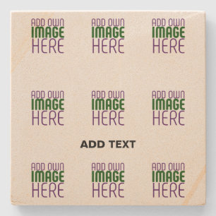 MODERN EDITABLE SIMPLE BROWN IMAGE TEXT TEMPLATE STONE COASTER