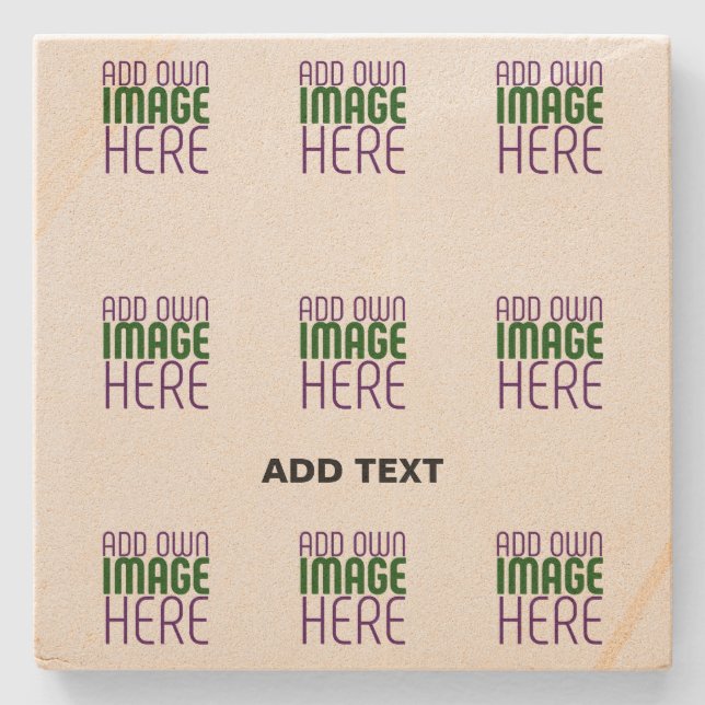 MODERN EDITABLE SIMPLE BROWN IMAGE TEXT TEMPLATE STONE COASTER (Front)