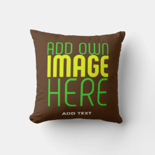 MODERN EDITABLE SIMPLE BROWN IMAGE TEXT TEMPLATE THROW PILLOW