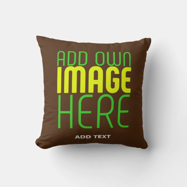 MODERN EDITABLE SIMPLE BROWN IMAGE TEXT TEMPLATE THROW PILLOW (Front)