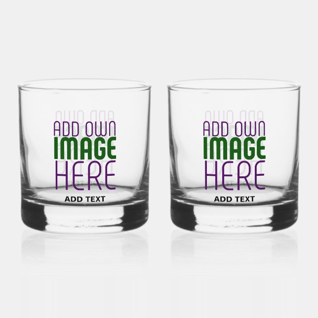 MODERN EDITABLE SIMPLE CLEAR IMAGE TEXT TEMPLATE WHISKEY GLASS (Front)
