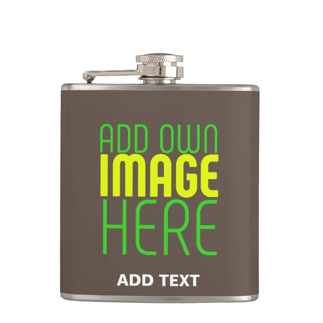 MODERN EDITABLE SIMPLE COFFEE IMAGE TEXT TEMPLATE HIP FLASK (Front)