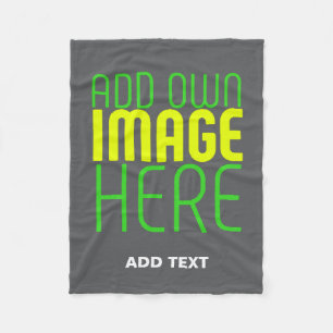 MODERN EDITABLE SIMPLE GREY IMAGE TEXT TEMPLATE FLEECE BLANKET