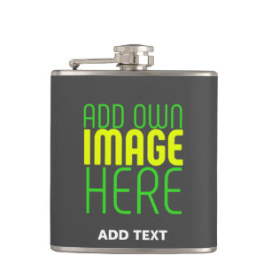 MODERN EDITABLE SIMPLE GREY IMAGE TEXT TEMPLATE HIP FLASK