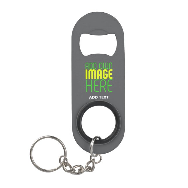MODERN EDITABLE SIMPLE GREY IMAGE TEXT TEMPLATE KEYCHAIN BOTTLE OPENER (Front)
