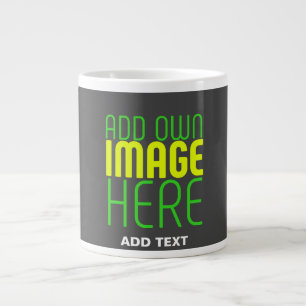 MODERN EDITABLE SIMPLE GREY IMAGE TEXT TEMPLATE LARGE COFFEE MUG