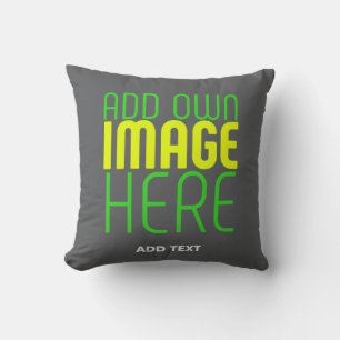 MODERN EDITABLE SIMPLE GREY IMAGE TEXT TEMPLATE THROW PILLOW