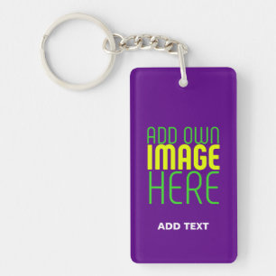 MODERN EDITABLE SIMPLE INDIGO IMAGE TEXT TEMPLATE KEYCHAIN