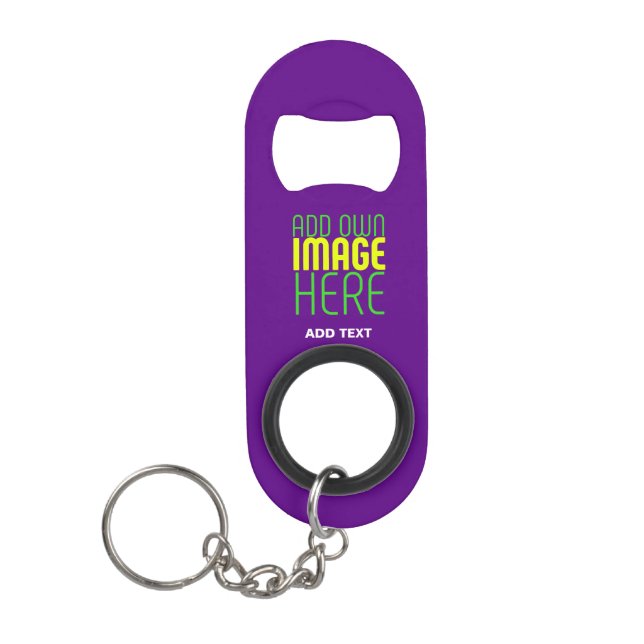MODERN EDITABLE SIMPLE INDIGO IMAGE TEXT TEMPLATE KEYCHAIN BOTTLE OPENER (Front)