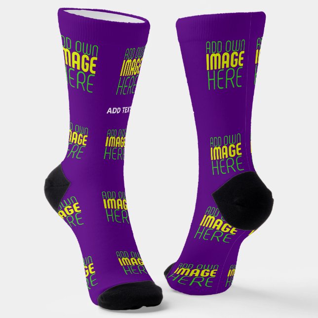 MODERN EDITABLE SIMPLE INDIGO IMAGE TEXT TEMPLATE SOCKS (Angled)