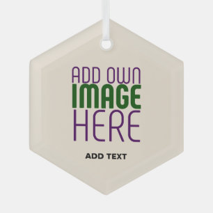 MODERN EDITABLE SIMPLE NATURAL IMAGE TEXT TEMPLATE GLASS ORNAMENT