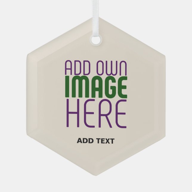 MODERN EDITABLE SIMPLE NATURAL IMAGE TEXT TEMPLATE GLASS ORNAMENT (Front)