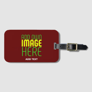 MODERN EDITABLE SIMPLE OXBLOOD IMAGE TEXT TEMPLATE LUGGAGE TAG