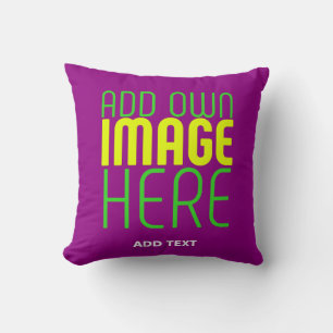 MODERN EDITABLE SIMPLE PURPLE IMAGE TEXT TEMPLATE THROW PILLOW