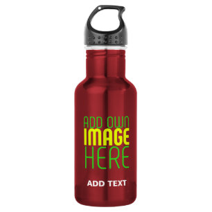 MODERN EDITABLE SIMPLE RED IMAGE TEXT TEMPLATE 532 ML WATER BOTTLE