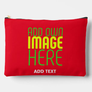 MODERN EDITABLE SIMPLE RED IMAGE TEXT TEMPLATE ACCESSORY POUCH
